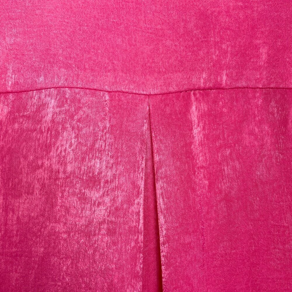KUT from the Kloth Hot Pink Satin V-neck Ruched Sz. M - Picture 5 of 6